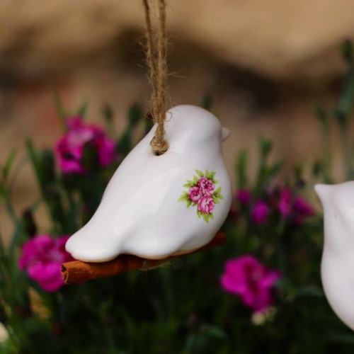 Ptáček bílý s růžičkou - malý